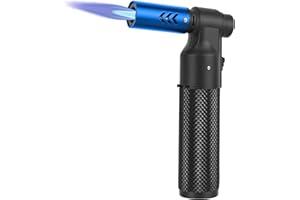 DMJJSD Soplete de cocina de butano, soplete de butano, recargable, portátil, ajustable, mini soplete de soplado para camping, parrilla, hornear, soldadura culinaria, cocina, soldadura (sin gas) (azul)
