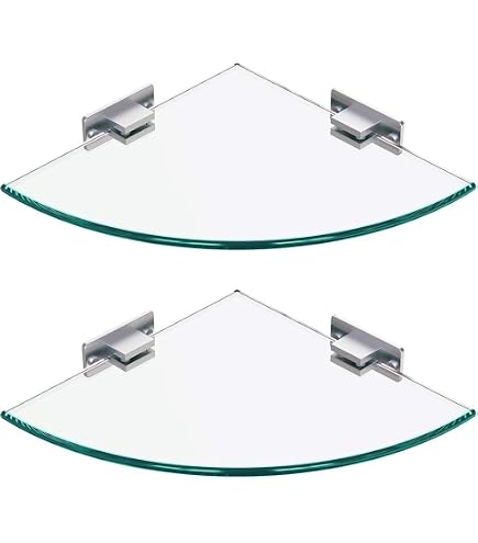 WIFESE Panneaux d'Étagère 2 Pcs Verre Trempé Transparent 50x25 cm Épaisseur 8 mm Étagère de Maison Magasin Tablette Salle de Bain Chambre à Coucher Autres Accessoires de Salon Étagère de Douche
