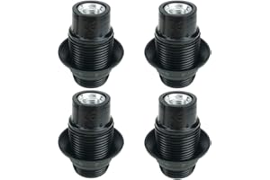 KNOWING E14 Fassung Leuchten, 4 Stück E14 Fassung, E14 Schraube Schwarz, Vintage E14 Lampenfassung, E14 Lampenfassung Kunststoff, 250V 4A, für DIY Kronleuchter, Wohnzimmer, Küche, E14 Voller Zahn
