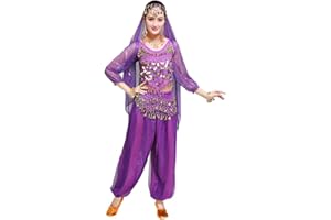 Xinvivion Mujer Danza del Vientre Disfraz, Danza India Etapa de Rendimiento Halloween Carnaval Bailando Outfit