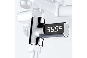 BAIFULAI LED Digital Badethermometer, Badewannenthermometer 5-85 ℃ Echtzeit Wasserdurchfluss mit 360 ° drehbarem Bildschirm, Wasserthermometer Baby, Duschthermometer, Thermometer Badewanne Badezimmer