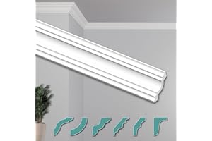 HEXIMO Corniches de Plafond Modernes en Polystyrène XPS Blanc, 2 Mètres Moulures en Polystyrène Moulures Décoratives Angles (20 mètres ZG32)