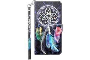 KRJCSFHY Samsung Galaxy S23 Case, 3D Painted Shockproof Premium Soft PU Leather Notebook Wallet Phone Cases with Kickstand Card Holder ID Slot Slim Flip Protective Cover for Samsung Galaxy S23 dream catcher
