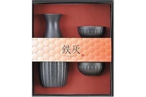 YAMACO Yamako Juego de botellas y tazas de sake de cerámica GuiNomi & Tokkuri Black 89259