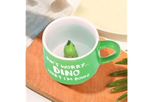 LOZACHE 3D Dinosaur Coffee Mug Cup, 12oz Funny Cartoon Animal Handmade Figurine Milk Tea Cup, Xmas Birthday Gifts for Friends Kids Girls Wife Grandma Auntie (Dinosaur)