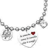 dalcuore Bracciale Amicizia, Ipoallergenico, Idee Regalo Donna Compleanno Amica Migliore Braccialetto Frasi Speciali per Amic