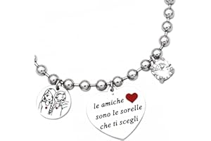 dalcuore Bracciale Amicizia Donna Acciaio Ipoallergenico Regolabile. Charm Frase Incisa. Idea Regalo Originale per Lei: Compleanno, Natale, Laurea. Perfetto per Amica, Fidanzata, Sorella, Mamma, Zia.