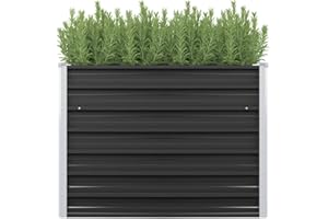 WIFESE Lit SuréLevé De Jardin Anthracite 100x40x77 Cm Acier Galvanisé Jardinieres Exterieur Jardiniere Bois Jardiniere Balcon Carré Potager Bacs ã Fleurs Rectangulaire