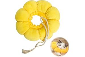 wilcractk Cat Dog Collar - Adjustable Cat Collar Soft & Comfortable - Leak Protection Collar Yellow - Breathable Protective Collar for Pets After Surgery, Injuries, Castration