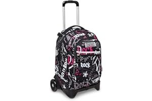 Seven Trolley Scuola Sganciabile New Tech, STREETPAINT GIRL, 3 in 1 Spallacci per uso zaino, Nero, Bambine e Ragazze