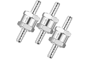 ODDMART 3Pcs 8mm One Way Non Return Valve, Aluminium Alloy Chrome Fuel Oil Non-Return Check Valve for Petrol Diesel Gas Air Water Low Pressure Systems Marine Car Auto Carburettor