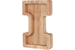 ANTTYSCAR Buchstabe Spardose Buchstabe Holz Groß, A-Z Buchstaben Spardose Hölzerne Sparbüchsen Alphabet Münze Bank Münze Geld Bank für Erwachsene Kinde（I）