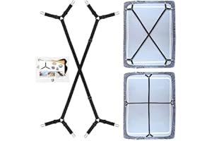 QoeCycth Bed Sheet Holder Straps, 2Pcs Adjustable Crisscross Fitted Sheet Band Straps Grippers Suspenders, Triangle Elastic Mattress Cover Holder Fasteners for All Bed Sheets, Mattress Covers