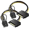 SATA Power Cable 15 Pin to 8 Pin (6+2 Pin) Graphics Card Adapter Sata to GPU PCI-Express Converter Video Card Power Supply Cable (2Pack, 20cm)