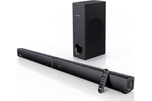 MEREDO Soundbar, 180W 2 in 1 2.1CH rimovibile Soundbar per TV con 5,25'' subwoofer, connessione ARC/BT 5.0/ottica/AUX 5 modalità EQ Bassi profondi Suono surround 3D per home theater-37 pollici