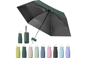 MPXEAVG Kompakter Regenschirm, Mini Schirm, Schirm UV Schutz, Regenschirm Damen Klein, Ultraleicht, Sonnenschirm Tragbar, Regenschirmbox