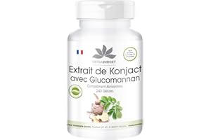 Konjac 527 mg - Extrait - 240 gélules - Végétarien - Avec 95% de glucomannane | Herba Direkt