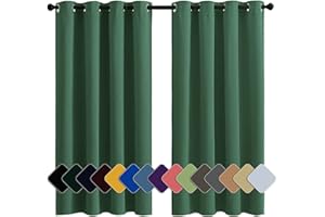 MENGH Schlafzimmer Gardinen Ösenschal Blickdicht Geräuschreduzierung leichte weiche, für Schal Schlafzimmer Kinderzimmer Wohnzimmer dunkelgrün 1 Stück, 224x140cm(HxB)