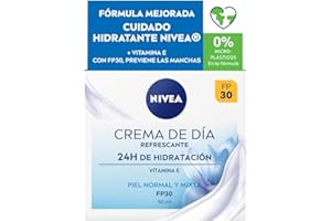 NIVEA Crema de Día Refrescante - Crema Facial Hidratante - Refresca e Hidrata la Piel - Previene las Manchas - Protección Solar PF30 - Con Vitamina E - Uso Diario - Piel Normal y Mixta -50 ml