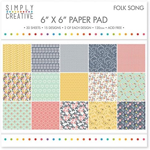 Simply Creative Folk Song Paper Pad 6"X6" (15 Designs, FSC)
