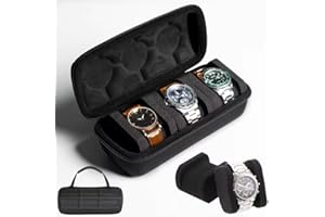 BHHBMT 3 Slot Watch Box EVA Hard Watch Storage Case Watch Display Box with Removable Watch Pillows Portable Watch Travel Case