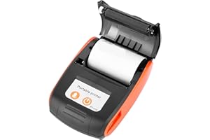 Richer-R Imprimante Thermique à Reçu Bluetooth sans Fil 58mm Impression Haute Vitesse, Ports USB,Imprimante de Ticket de Caisse avec Batterie Rechargeable pour magasins de détail Restaurant(Orange)