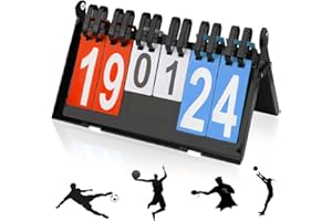 mizikuu Tabellone Segnapunti, 4 Cifre Segnapunti Sportivo Portatili Flip Sport Scoreboard Digitale Contapunti per Competizioni Sportive, Basket, Calcio, Badminton,Tennis