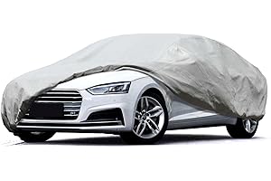 ‎LEADER ACCESSORIES Leader Accessories Premium Autoabdeckung 5-lagig wasserdicht Ganzgarage wetterfest Autoabdeckplane UV stabilisiert Innen- und Außengebrauch im Sommer Winter (Stufenheck-469x155x127cm,Hellgrau)