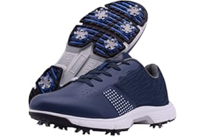 LZQPEARL Zapatos De Golf Impermeables, Botas De Golf con Pinchos para Todo Clima, Cuatro Estaciones para Hombre, Zapatos Clásicos con Cordones Antideslizantes