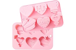 Crethink Moldes de chocolate de San Valentín, paquete de 1 molde de silicona de 6 cavidades, molde de chocolate en forma de corazón, para el día de San Valentín, boda y cumpleaños.
