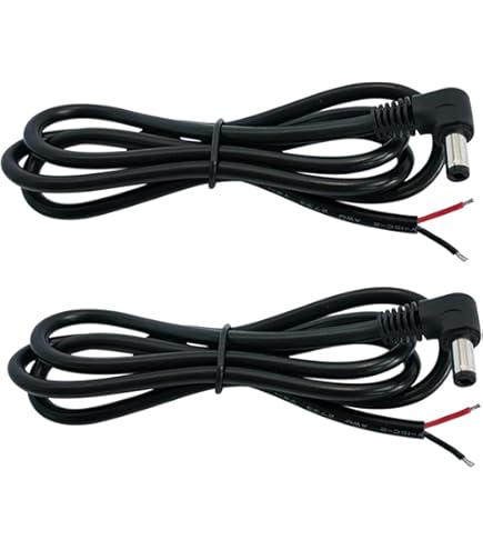 2pcs DC Power Pigtails Cable, 5.5mm X 2.5mm Male Barrel Plug Connector To Bare Wire Open End 50cm For Cctv Camera Dvr Led Strip