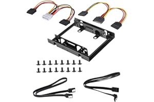 DEEPFOX Mounting Frame - Mounting 2.5" Hard Drives SSD's Into a 3.5" Housing Slot Bracket Screws SATA Cable and Power Adapter Included SSD/HDD Mounting Bracket Kit (2ND)