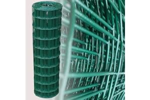 Garmix Grillage Jardin Vert | Hauteur 100cm | Maille 75x100mm| Clôture Jardin Potager | Enclos Animaux Chien | Fils de Fer Galvanisé + PVC, Rouleau 25m