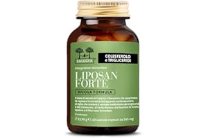 Liposan Forte Nuova Formula Salugea - Integratore a base di Riso Rosso fermentato per Colesterolo e Trigliceridi - Monacolina K - 60 capsule vegetali in flacone di vetro scuro - 100% naturale