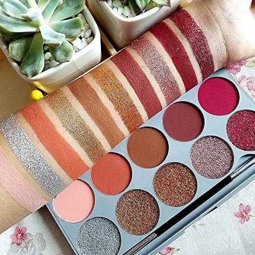 Vegane Lidschattenpalette, VALUE MAKERS® Schminkpalette Mit Schminkspiegel, 5 Glitzer und 5 Matt Lidschatten (Limited Edition) - 2
