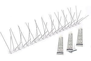 BIRD-TECH TM 5 mètres de Pics Anti Pigeons, 4 Rangées Pointes en Acier Inoxydable + 3 Silicone Transparent. Fabriqué en UE