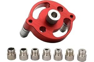 TGUS Drill Guide Locator, Vertical Self Centering Dowel Jig Kit 3/4/5/6/7/8/9/10mm Drill Bushings, Woodworking Straight Hole Puncher Dowel Jig Positioner Locator Hand Drill Tool(Red)