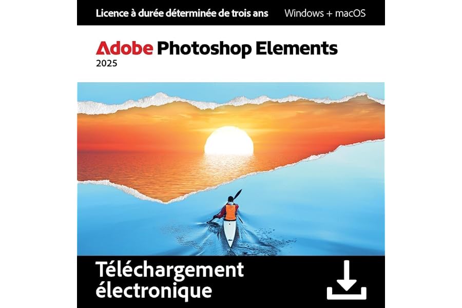Adobe Photoshop Elements 2025 |Licence 3 ans | 1 appareil |1 Usager|PC/Mac|Téléchargement | Standard | Ajoutez du mouvement g