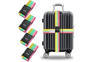 Sangle de Bagage,Sangle pour Bagage avec Serrure,4pcs Ceinture Valise Voyage,Sangle pour Valise de Voyage,Sangle Bagage Valise,Sangle Bagage de Voyage,Sangles de Bagage réglables (Tricolore)