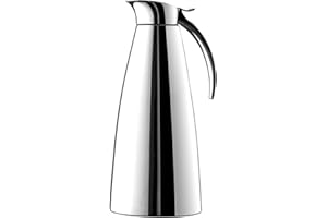 Emsa Termo Eleganza Jarra térmica de acero inoxidable, apertura fácil que permite un fácil llenado y lavado, mantenimiento 12 h caliente y 24 h frío, 1.3 l