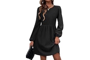 GRMLRPT Vestidos Mujer Suéter de Punto de Manga Larga Cuello Redondo A-Line Casual Túnica Vestidos de Otoño Invierno(Multicolor,S-XXL)