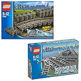 Lego CITY 2er Set 7499 7895 Flexible & gerade Schienen + Weichen f�r Eisenbahn - LEGO