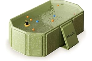 Kingbar Baignoire Pliable Bébé, Bassin De Douche Portable pour Enfants 0-8 Ans, Grande Baignoire Pliable avec Bouchon De Vidange, Green