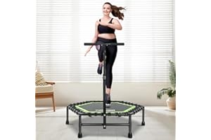 ONETWOFIT Trampoline à Rebond de 107/114cm pour Adultes, Mini Trampoline Silencieux pour Exercices en intérieur, Trampoline de Fitness avec Rebond Bungee