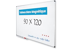 Vivol Tableau blanc Magnétique 90x120 cm panneau blanc Cadre en aluminium avec étagère à crayons Tableau feutre mural Mur 14 tailles Magnétique effacable