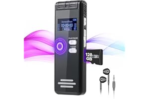 YEGOLITO 128GB (4800Hrs) Dictaphone Voice Recorder with Playback, 3072Kpbs Rechargeable Voice Activated Recorder with Noise Reduction, Digital Sound Audio Recording Device for Lecture Meeting, Class & Work