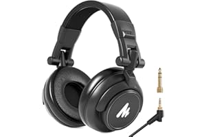 MAONO Studio Headphones with 50MM Drivers AU-MH601 Over Ear Stereo Monitor Headphones for Music, DJ, Podcast (Black)
