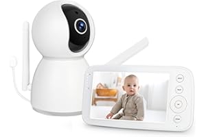 Yicty 5-Zoll Babyphone mit Kamera und Audio 1080P PTZ Kamera 720P HD IPS Bildschirm kein WLAN Keine App Zwei-Wege-Gespräch Infrarot Nachtsicht VOX Modus