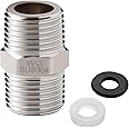 OFFO Shower Hose Connector, G1/2 Inch Solid Stainless Steel Shower Hose Extension Fitting Make Extra Long Shower Hose, Silver