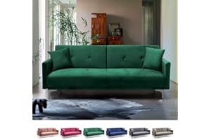 Produce Shop Divano letto moderno 3 posti design clic clac in tessuto velluto Villolus - Verde